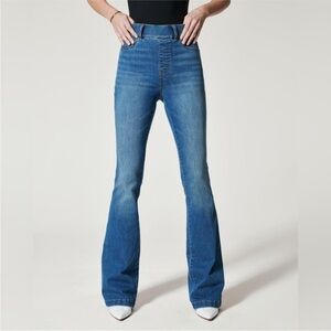SPANX Flare Light Wash Pull On Stretch Denim Sz Small